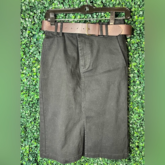 Black Skirt with Brown Belt - Picture 1 of 3